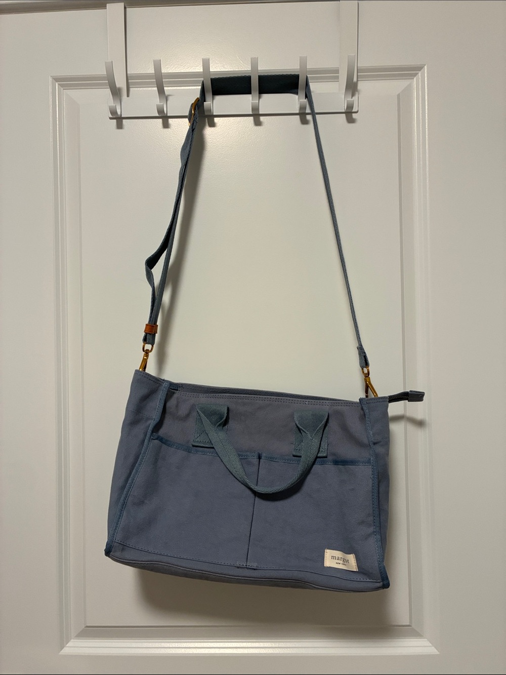 Margot NY Blue Canvas Crossbody Tote Bag